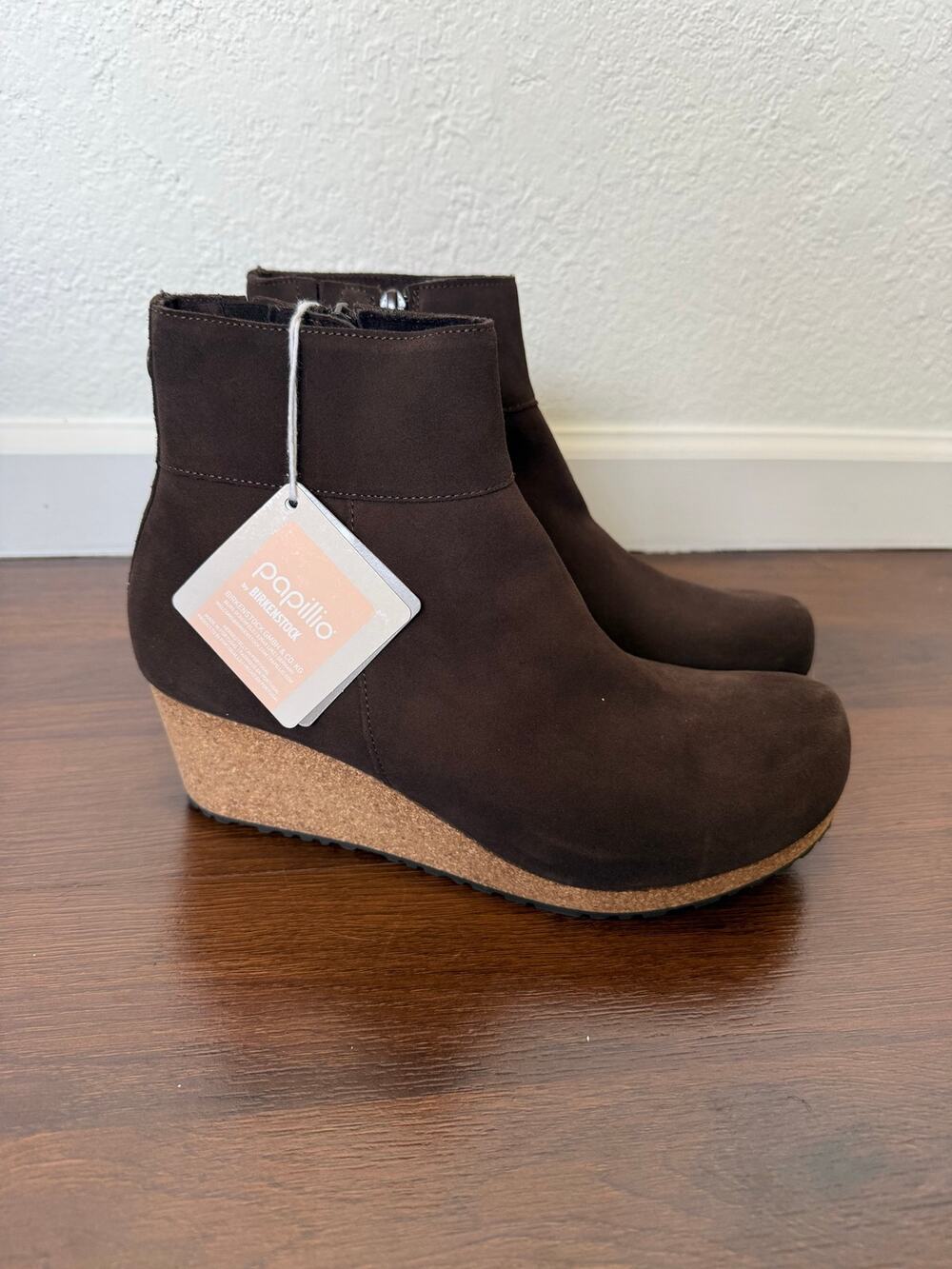 Papillio Birkenstock NWT Ebba Ankle Boots Brown Suede Sz 42 (US 11) Cork Wedge